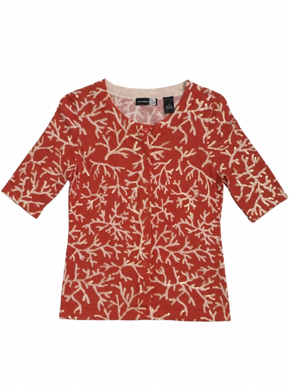 Saks Fifth Avenue Clothes (real)‎ Coral Reef Print Cardigan Coastal Preppy